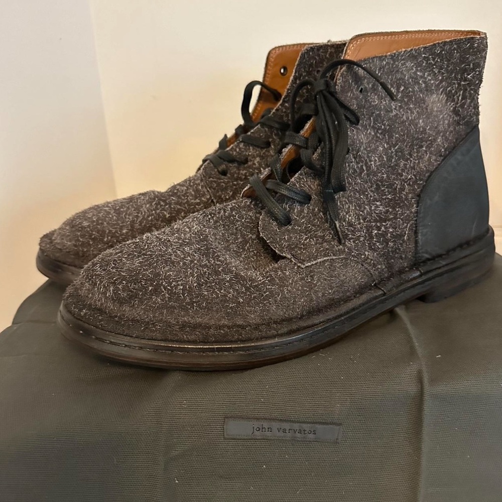 John Varvatos Charcoal Textured Boots